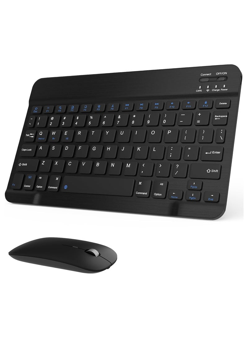 نفس Wireless Bluetooth Keyboard & Mouse Combo – Ultra-Slim, Rechargeable, Silent Typing, For Android, Windows, Tablets & Phones English - Black - Image 1