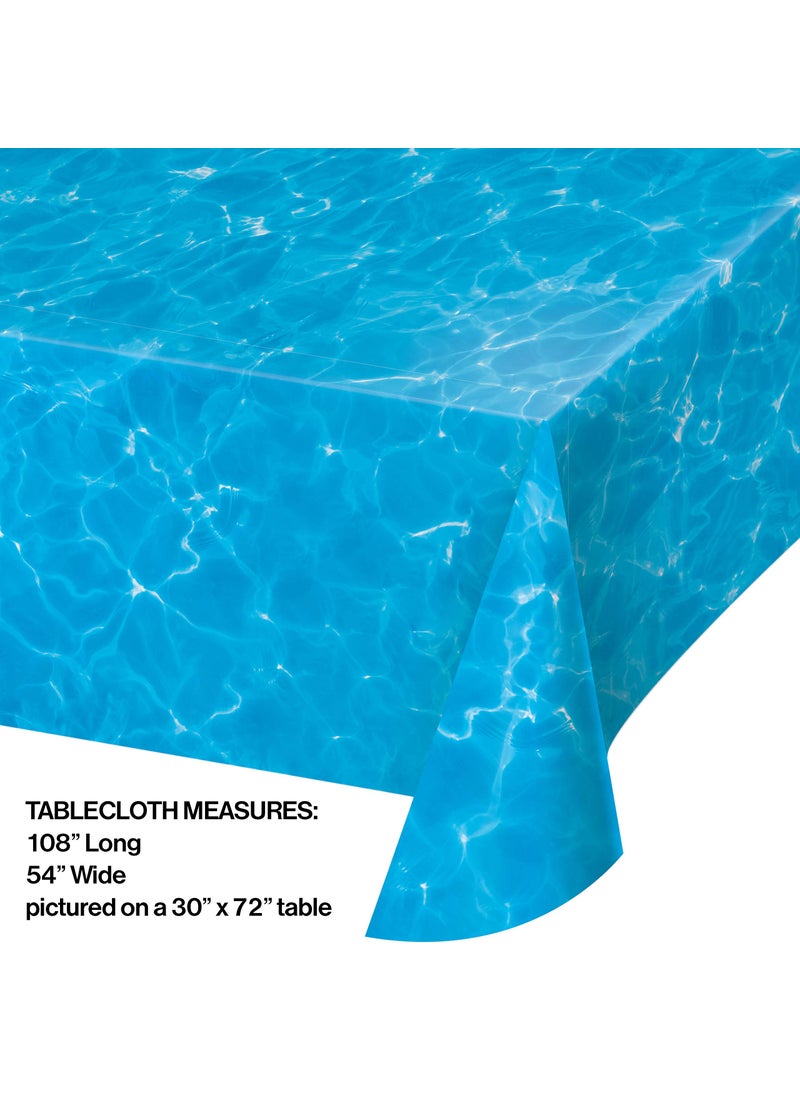 CREATIVE CONVERTING Creative Converting TABLECOVER PL 54" X 108" AOP Plain Water Print Plastic Tablecloth, 54 x 108, Multicolor  - Image 2