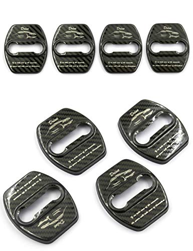 LIGHTKOREA Stainless Steel Metal Car Door Striker Lock Latches Protector Cover Dress up Accessories Pack of 4 Compatible with Hyundai Compatible with Kia Vehicles Carbon Pattern - Image 1