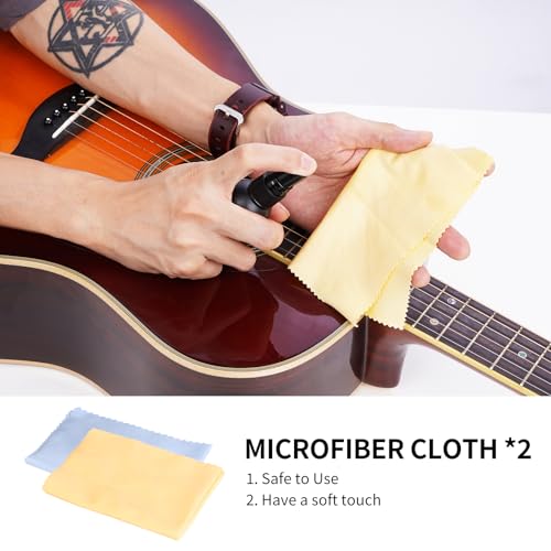 GUITTO Guitar Cleaning Kit, All in One Guitar Care Kit Fretboard Lemon Oil, Polish, Guitar String Cleaner, Microfiber Cloth GSN-01 - Image 5