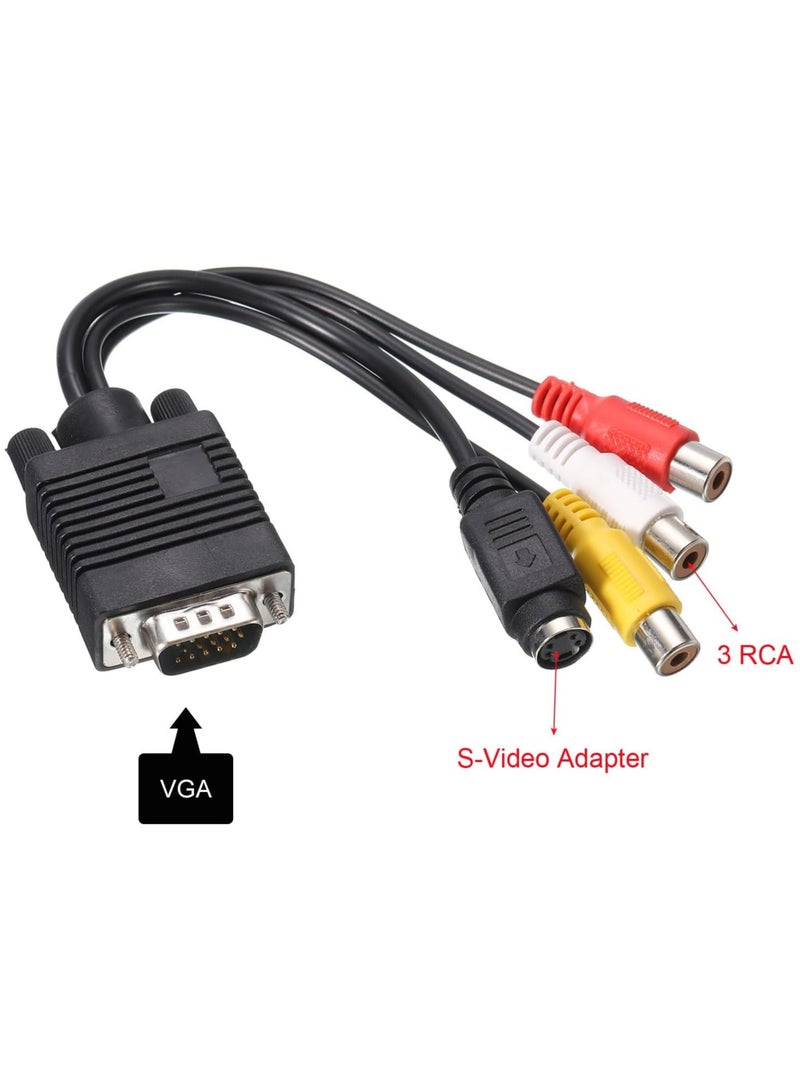 High Performance VGA SVGA to S-Video 3 RCA Composite AV TV Out Adapter Converter Cable for PC Laptop  - Image 2