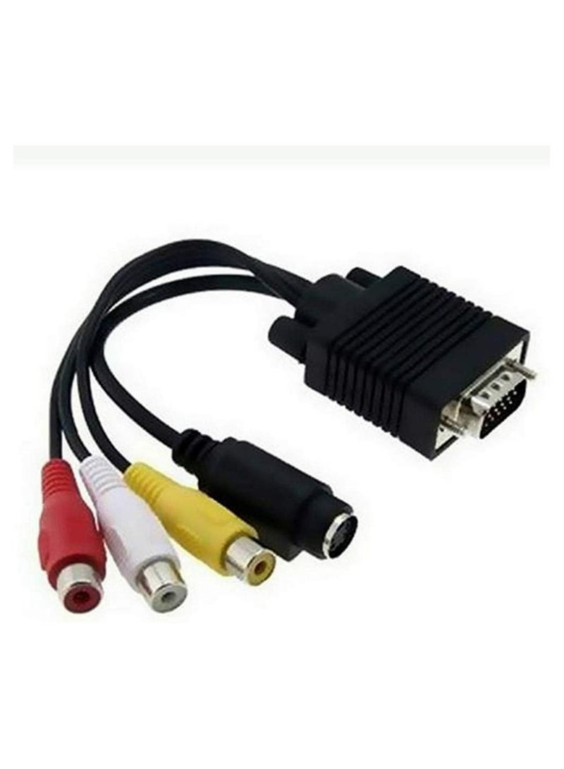 High Performance VGA SVGA to S-Video 3 RCA Composite AV TV Out Adapter Converter Cable for PC Laptop  - Image 4
