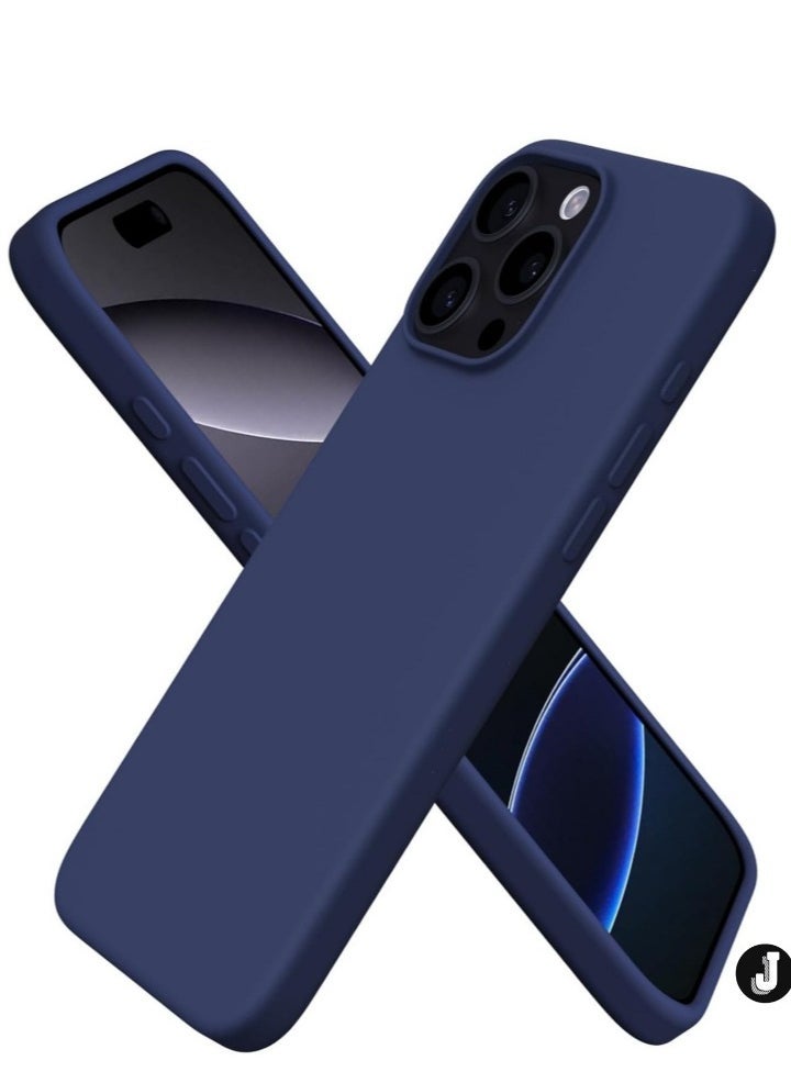 JAJEEK "Premium Soft Liquid Silicone Case for iPhone 16 Pro – Silky Soft Touch Full-Body Protective Bumper (Dark Blue)" - Image 1