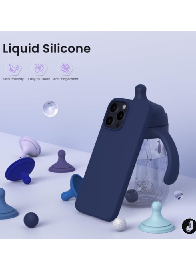 JAJEEK "Premium Soft Liquid Silicone Case for iPhone 16 Pro – Silky Soft Touch Full-Body Protective Bumper (Dark Blue)" - Image 2