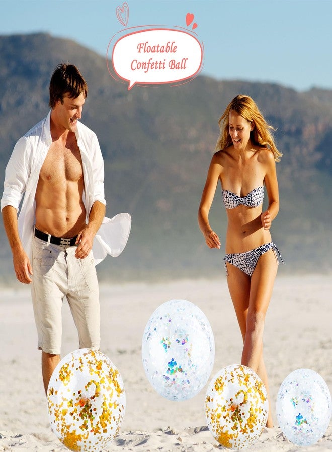 Feradny 6 Pack 24 Inch 16 Inch Inflatable Glitter Beach Ball Clear Inflatable Pool Beach Ball with Confetti for Adults Kids Summer Beach Pool Birthday Party Favor, 2 Size (Color Set 1)… - Image 5