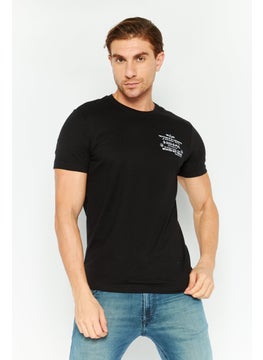 DIESEL Men Crew Neck Short Sleeves Printed T-Shirt, Black  - Image 1