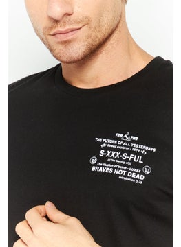 DIESEL Men Crew Neck Short Sleeves Printed T-Shirt, Black  - Image 3