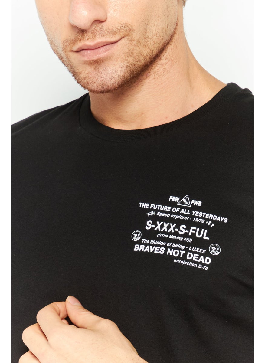 DIESEL Men Crew Neck Short Sleeves Printed T-Shirt, Black  - Image 3