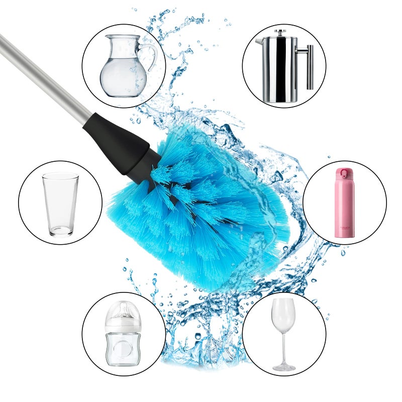 Haomaomao Bottle Brush, Bendable Long Handle Cleaner Brushes for Cleaning Neck Bottles, Baby Bottles, Water Bottles, Tumblers, Flask, Bird Feeder, Vase and Home Kitchen Sink Cleaning Brush (Blue and Black) - Image 5