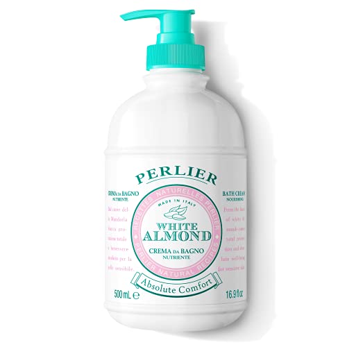 Perlier White Almond Shower Bath Cream Nourishing Soothing Luxury Bath Cream Made with Almond Oil for Deep Moisturization and Hydration 169 Fluid Oz