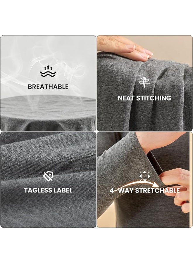 انسجام طقم ملابس داخلية حرارية من القطن للرجال، قميص وبنطلون، طقم ملابس داخلية حرارية طويل للرجال للتزلج اليومي والمشي لمسافات طويلة والرياضات الخارجية - Image 5