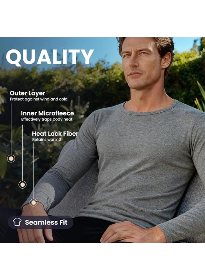 انسجام طقم ملابس داخلية حرارية من القطن للرجال، قميص وبنطلون، طقم ملابس داخلية حرارية طويل للرجال للتزلج اليومي والمشي لمسافات طويلة والرياضات الخارجية - Image 2
