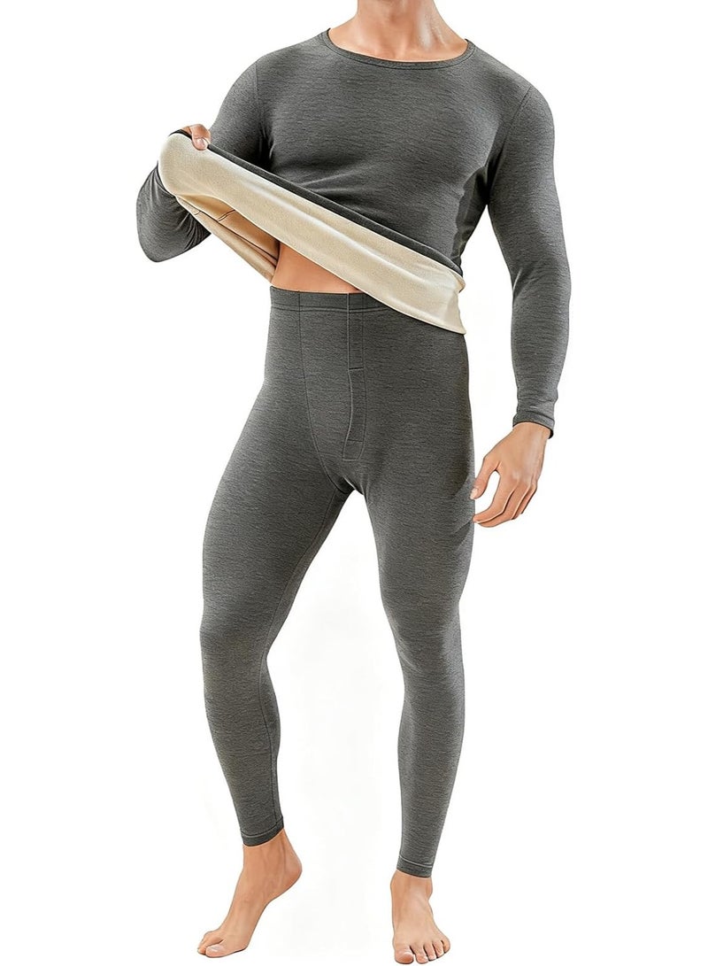 انسجام طقم ملابس داخلية حرارية من القطن للرجال، قميص وبنطلون، طقم ملابس داخلية حرارية طويل للرجال للتزلج اليومي والمشي لمسافات طويلة والرياضات الخارجية - Image 1