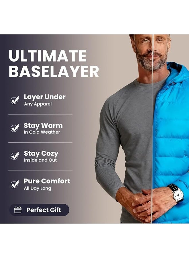 انسجام طقم ملابس داخلية حرارية من القطن للرجال، قميص وبنطلون، طقم ملابس داخلية حرارية طويل للرجال للتزلج اليومي والمشي لمسافات طويلة والرياضات الخارجية - Image 3
