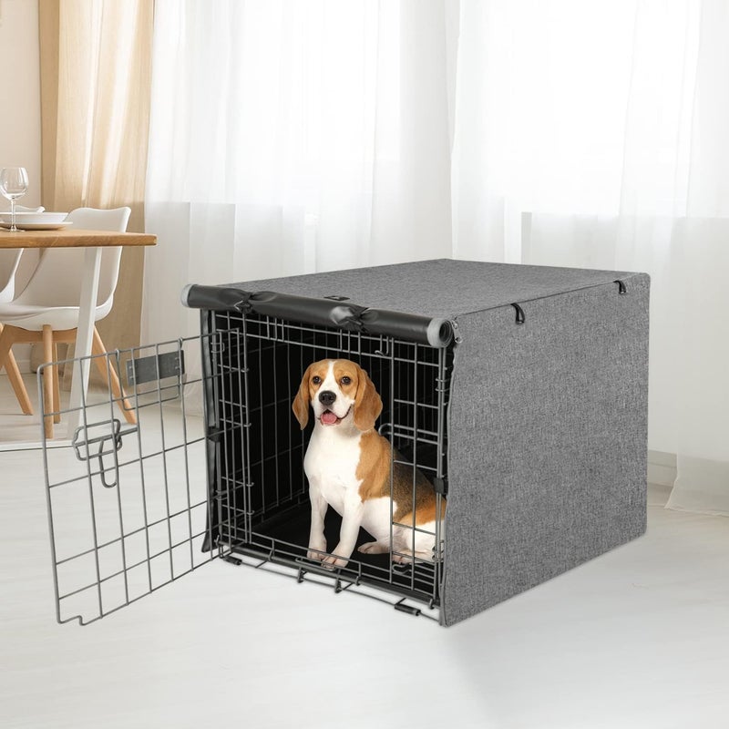 إكس-زون بيت غطاء لقفص الكلاب ذو البابين من X-ZONE PET - مصنوع من البوليستر (يناسب القفص السلكي بحجم 36 بوصة)، لون رمادي - Image 2