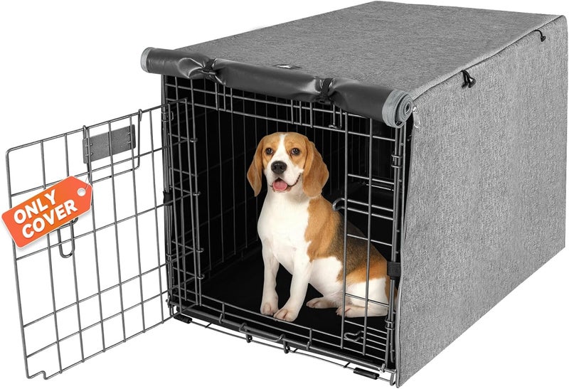 إكس-زون بيت غطاء لقفص الكلاب ذو البابين من X-ZONE PET - مصنوع من البوليستر (يناسب القفص السلكي بحجم 36 بوصة)، لون رمادي - Image 1