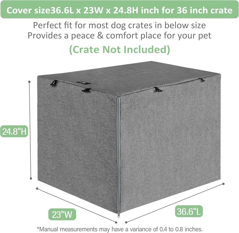 إكس-زون بيت غطاء لقفص الكلاب ذو البابين من X-ZONE PET - مصنوع من البوليستر (يناسب القفص السلكي بحجم 36 بوصة)، لون رمادي - Image 3
