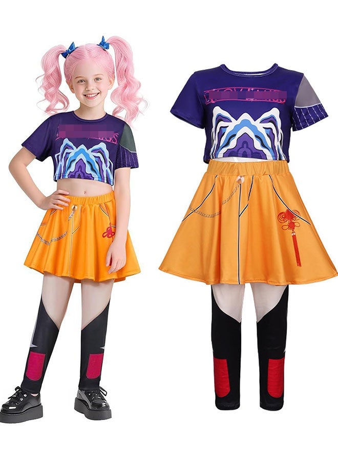 Halamodo K-POP شيطان صياد فتاة مجموعة ميرا كوسبلاي زي مجموعة , المغني الشعبي مطبوعة أداء الملابس , الفتيات الرقص المسرح أداء الملابس مجموعة , لعب الدور حزب زي , مناسبة لأداء المسرح , الحفلات الموضوعية , عروض المواهب والمناسبات المختلفة , للأعمار 3-10 الأطفال أداء الملابس - Image 1