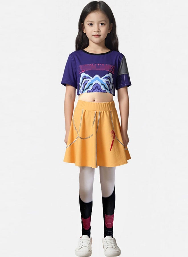 Halamodo K-POP شيطان صياد فتاة مجموعة ميرا كوسبلاي زي مجموعة , المغني الشعبي مطبوعة أداء الملابس , الفتيات الرقص المسرح أداء الملابس مجموعة , لعب الدور حزب زي , مناسبة لأداء المسرح , الحفلات الموضوعية , عروض المواهب والمناسبات المختلفة , للأعمار 3-10 الأطفال أداء الملابس - Image 3