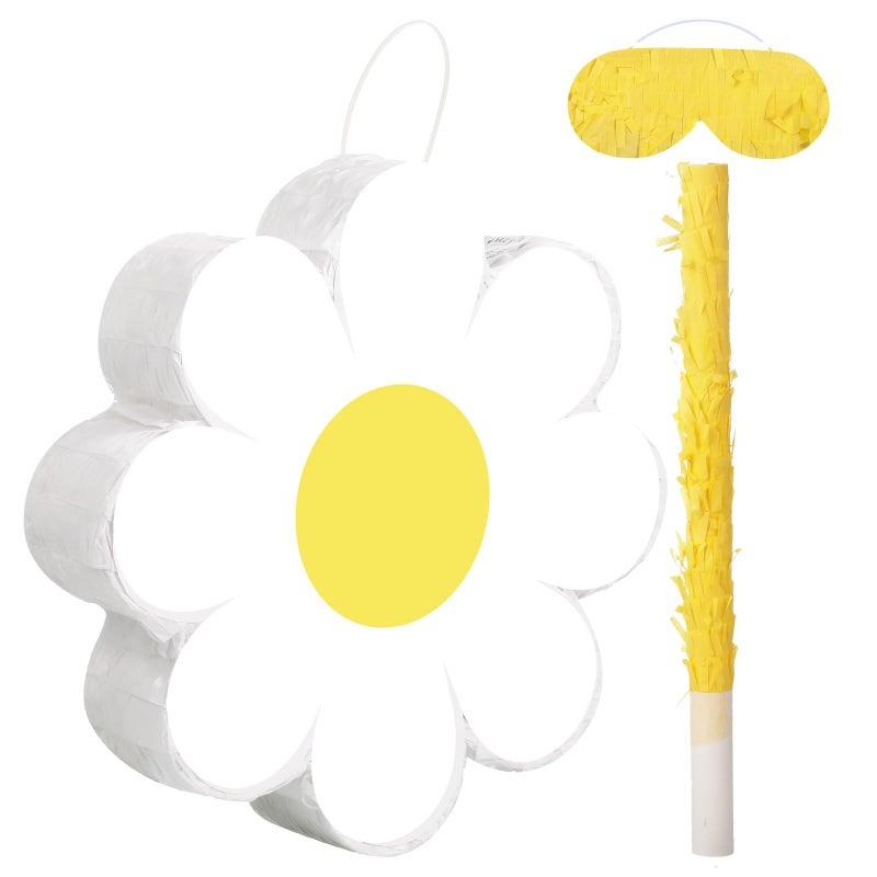 Aoriher Daisy Flower Piata Small Daisy Party Game Piata Hippie Boho Birthday Party Decoration with Bat Blindfold Confetti for Birthday Baby Shower Gender Reveal Wedding Decor SuppliesDaisies - Image 2