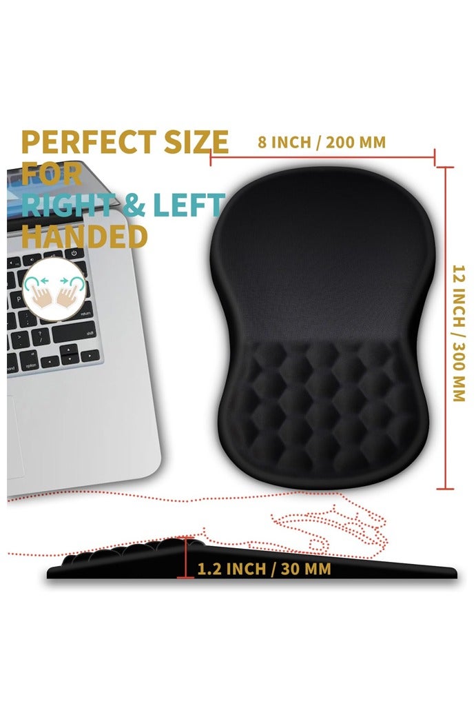 صاروخ فلاير Rocket Flyer Ergonomic Mouse Pad Wrist Support with Massage Design, Wrist Rest Pain Relief Mouse Pad with Memory Foam and Non-Slip PU Base, Wireless Mouse and Desk Mouse Pad (12x8 inches, Black) - Image 4