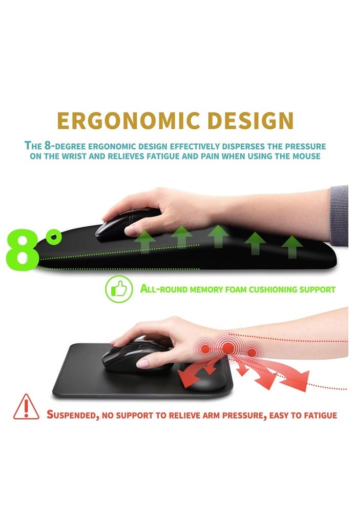 صاروخ فلاير Rocket Flyer Ergonomic Mouse Pad Wrist Support with Massage Design, Wrist Rest Pain Relief Mouse Pad with Memory Foam and Non-Slip PU Base, Wireless Mouse and Desk Mouse Pad (12x8 inches, Black) - Image 5