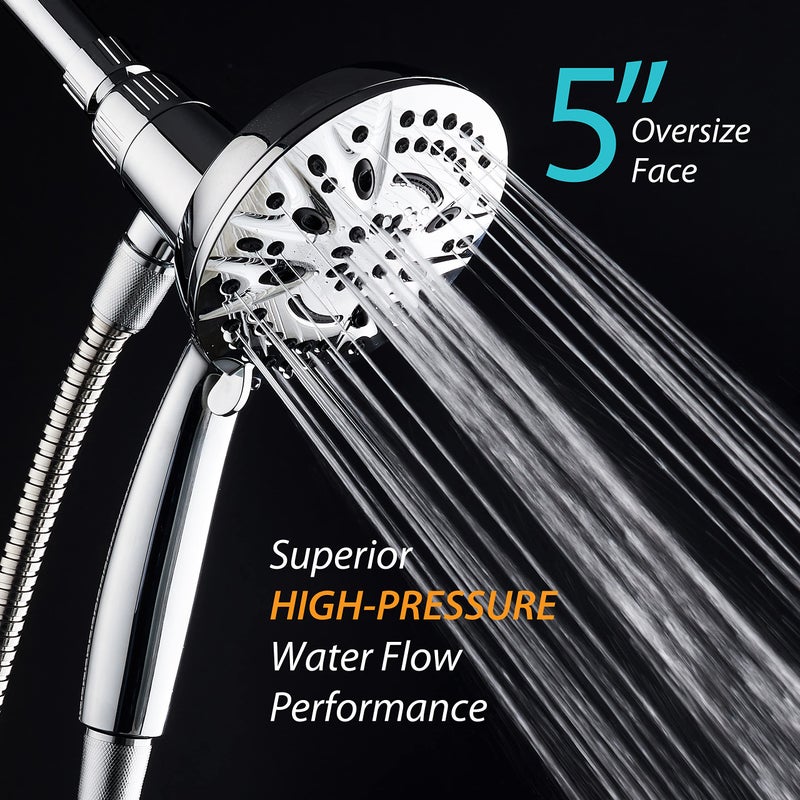 AquaDance New Magnetic Guidance Docking System - High-Pressure 8-setting Handheld Shower Head with Giant 5 inch Face, Magnetic Bracket, Extra-long 72 inch Stainless Steel Hose/All Chrome Finish - Image 5