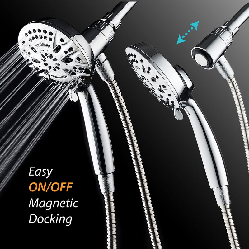 AquaDance New Magnetic Guidance Docking System - High-Pressure 8-setting Handheld Shower Head with Giant 5 inch Face, Magnetic Bracket, Extra-long 72 inch Stainless Steel Hose/All Chrome Finish - Image 3
