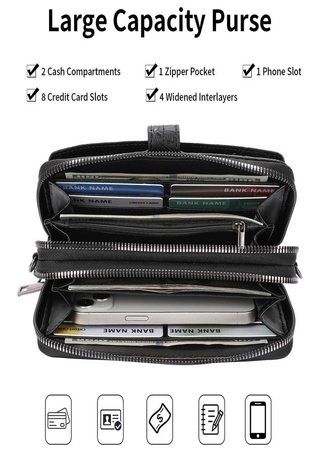 SENDEFN Wristlet Wallet Small Cell Phone Purse Crossbody Bags for Women Vegan Leather Clutch Purse with Double Zipper - Image 2