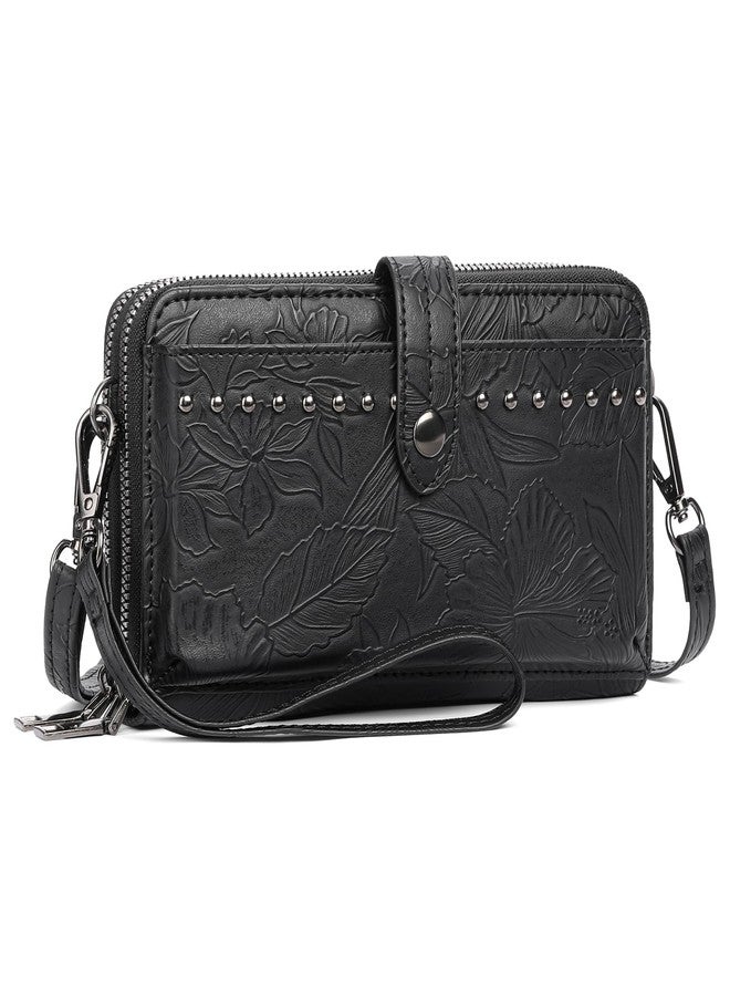 SENDEFN Wristlet Wallet Small Cell Phone Purse Crossbody Bags for Women Vegan Leather Clutch Purse with Double Zipper - Image 1