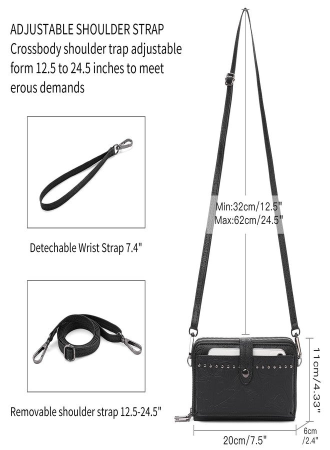 SENDEFN Wristlet Wallet Small Cell Phone Purse Crossbody Bags for Women Vegan Leather Clutch Purse with Double Zipper - Image 4