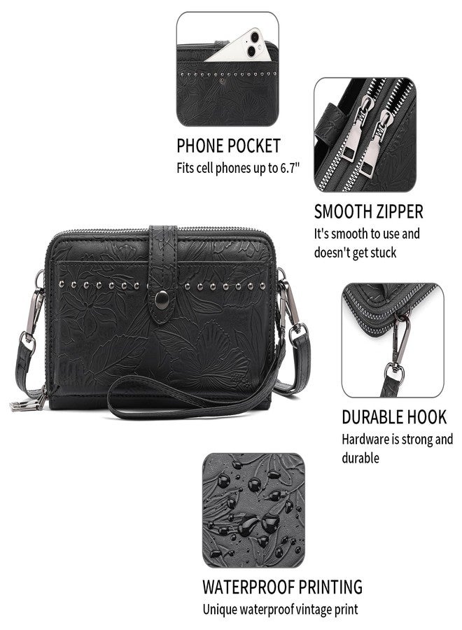 SENDEFN Wristlet Wallet Small Cell Phone Purse Crossbody Bags for Women Vegan Leather Clutch Purse with Double Zipper - Image 5