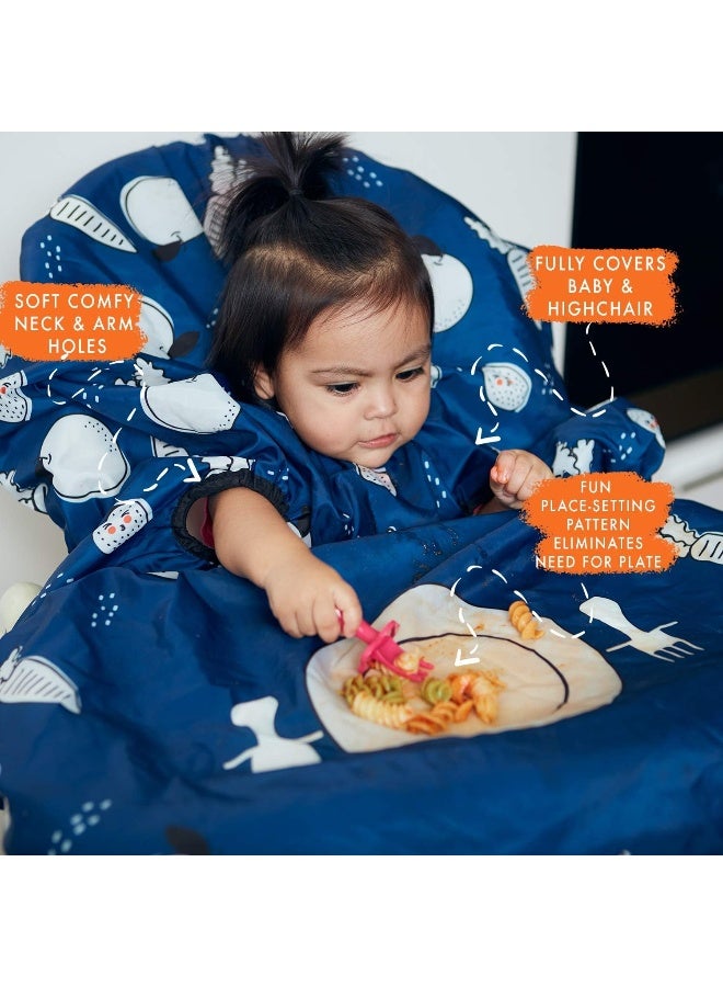 grabease Grabease Allover Waterproof Bib for Self-Feeding Infants and Toddlers, Machine Washable, Ages 6-24 Months, Navy  - Image 3