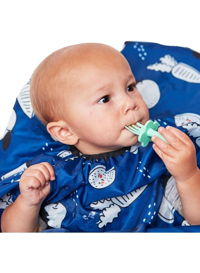 grabease Grabease Allover Waterproof Bib for Self-Feeding Infants and Toddlers, Machine Washable, Ages 6-24 Months, Navy  - Image 1
