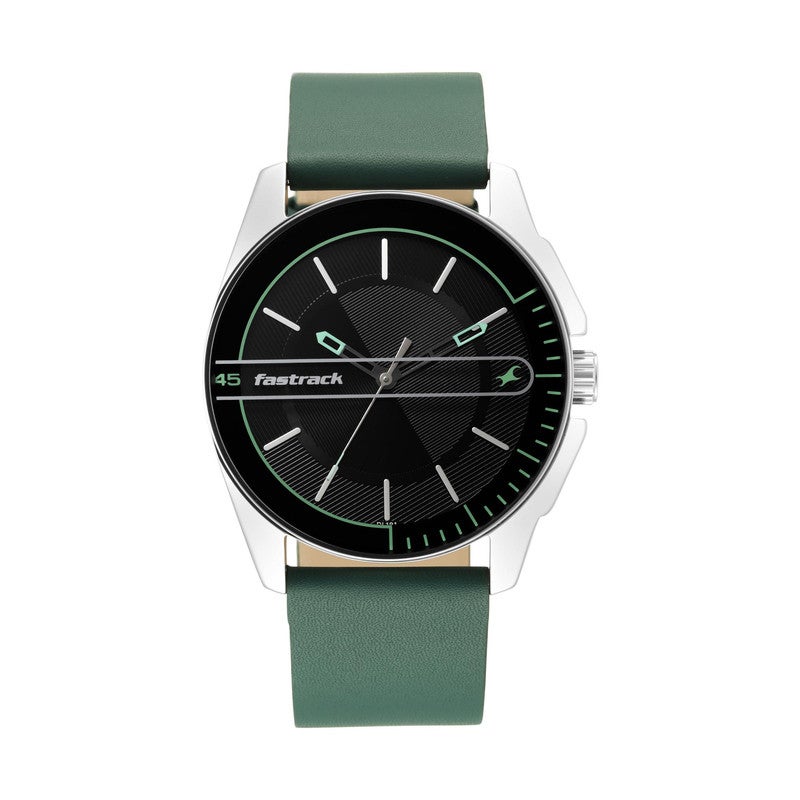 fastrack Men Black Dial Green Strap Analog Watch Bold Modern Adventure Style 3089SL16 - Image 1