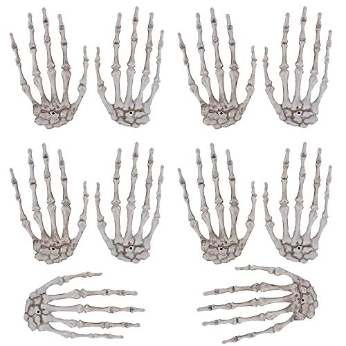 XONOR 5 Pairs Halloween Skeleton Hands Realistic Plastic Fake Human Hands for Halloween Zombie Party Terror Scary Props - Image 1