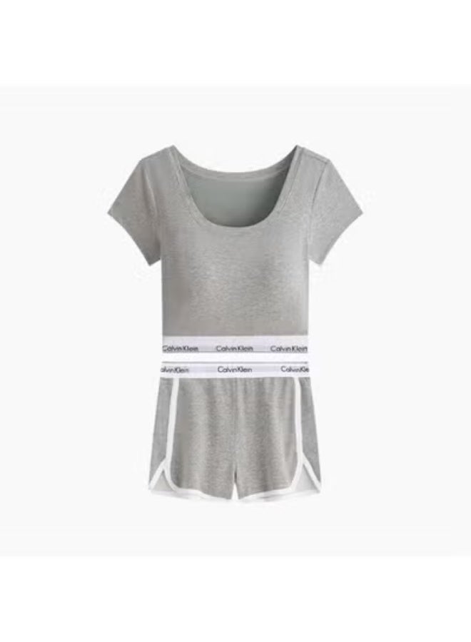 Women’s Short Sleeve T-Shirt with Built-in Chest Pad, Breathable Sports & Fitness Top