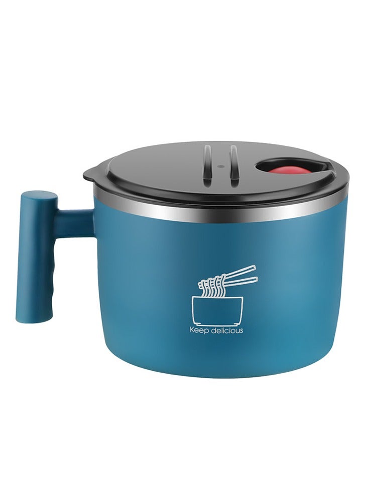 Verci Instant noodle bowl, Stainless Steel Bowl With Lid For Instant Noodles Sealed And Portable Drain Bowl For Kitchen Utensils Instant Noodle Partner(Blue)  - Image 1