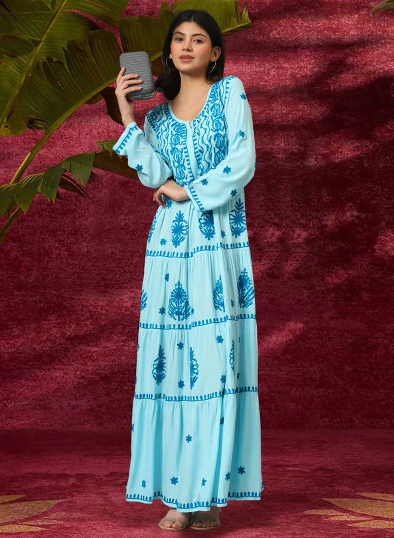 Alaya Hand Embroidered Lucknowi Chikankari  Rayon Jalabiya-AL3935