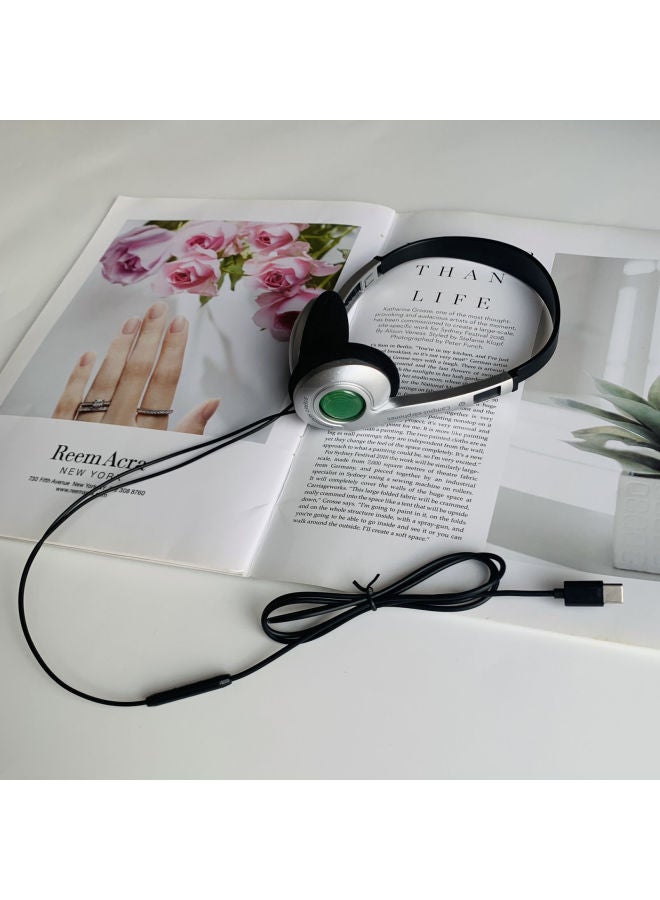 Vintage Wired Headset Upgraded Version Ultra Light School Use Suitable For Tablet Huawei Other Devices-Color:Upgraded Campus Grass Green Wired Headset (Apple 15 Special)  - Image 1