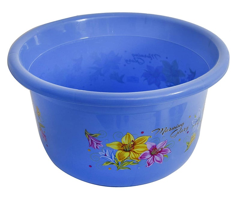 Kuber Industries Kuber Industries Printed 2 Pieces Unbreakable Virgin Plastic Multipurpose Bathroom Dustbin & Tub Set (Blue)  - Image 4