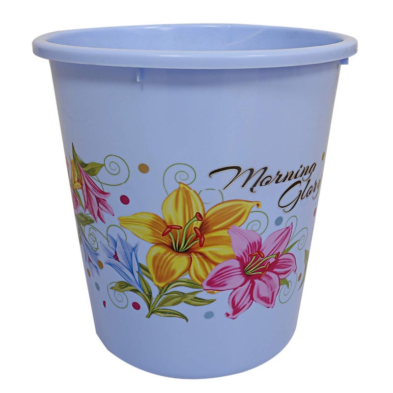 Kuber Industries Kuber Industries Printed 2 Pieces Unbreakable Virgin Plastic Multipurpose Bathroom Dustbin & Tub Set (Blue)  - Image 3