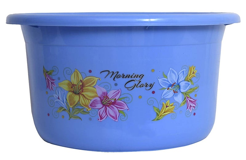 Kuber Industries Kuber Industries Printed 2 Pieces Unbreakable Virgin Plastic Multipurpose Bathroom Dustbin & Tub Set (Blue)  - Image 2