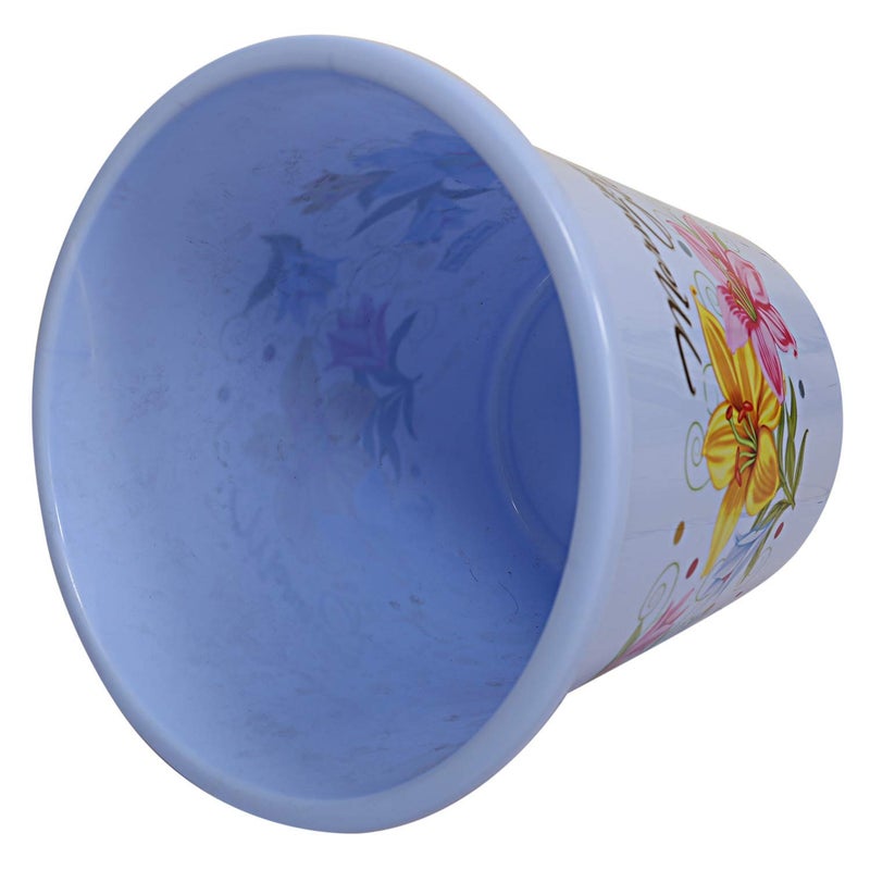 Kuber Industries Kuber Industries Printed 2 Pieces Unbreakable Virgin Plastic Multipurpose Bathroom Dustbin & Tub Set (Blue)  - Image 5