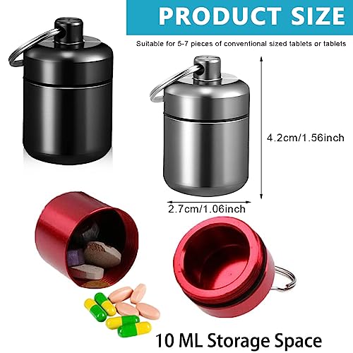 HANNEA® 3PCS Mini Aluminum Keychain Medication Pill Box, Waterproof Mini Metal Pill Holder Medicine Bottle for Outdoor, Travel, Camping, Style A - Image 2