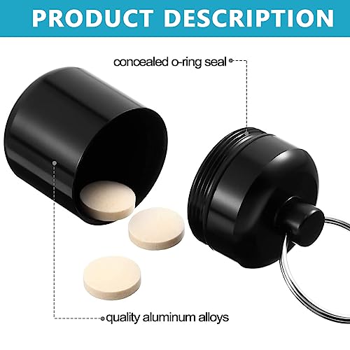 HANNEA® 3PCS Mini Aluminum Keychain Medication Pill Box, Waterproof Mini Metal Pill Holder Medicine Bottle for Outdoor, Travel, Camping, Style A - Image 3
