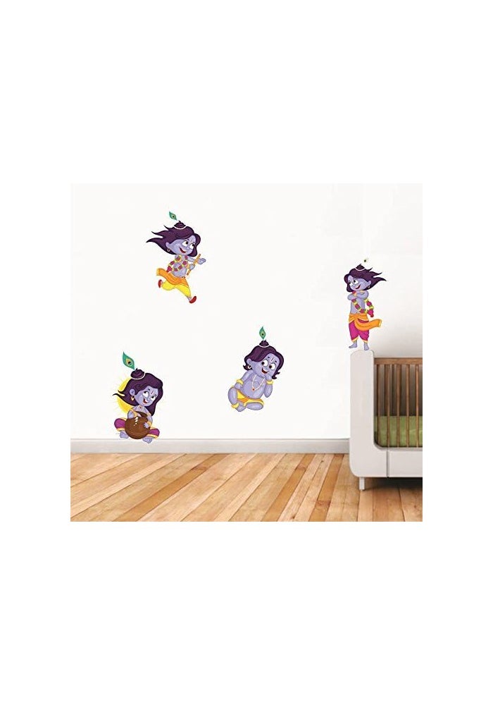 Asmi Collections PVC Wall Stickers - Four Little Cute Krishna - Image 1