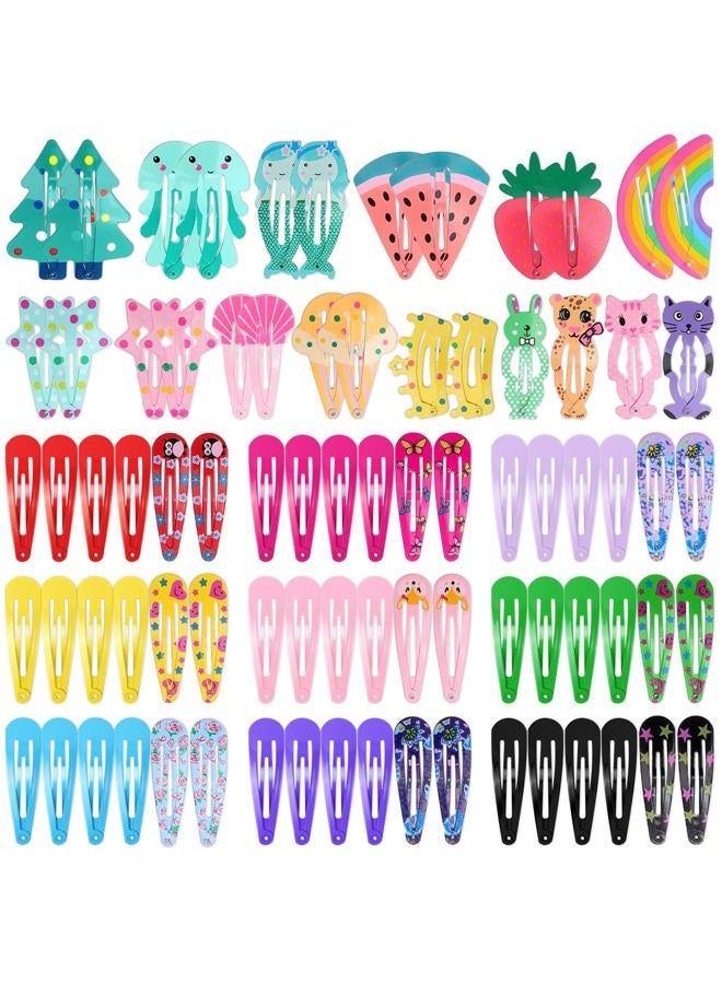 Anezus 80 Pcs Hair Clips for Girls Hair Barrettes Snap Non-Slip Metal Hair Clips for Girls Kids Teens Women - Image 1