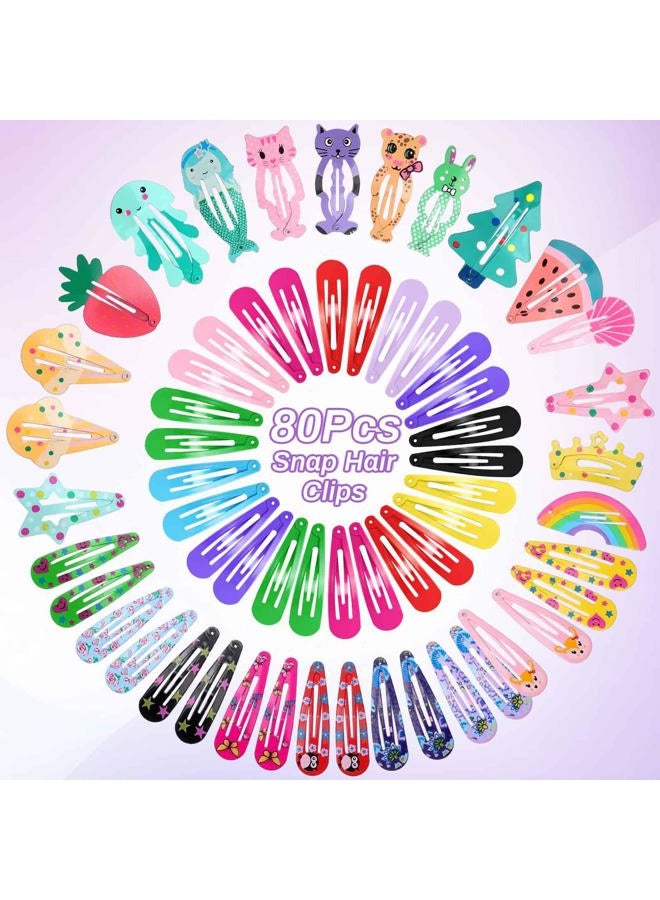 Anezus 80 Pcs Hair Clips for Girls Hair Barrettes Snap Non-Slip Metal Hair Clips for Girls Kids Teens Women - Image 2