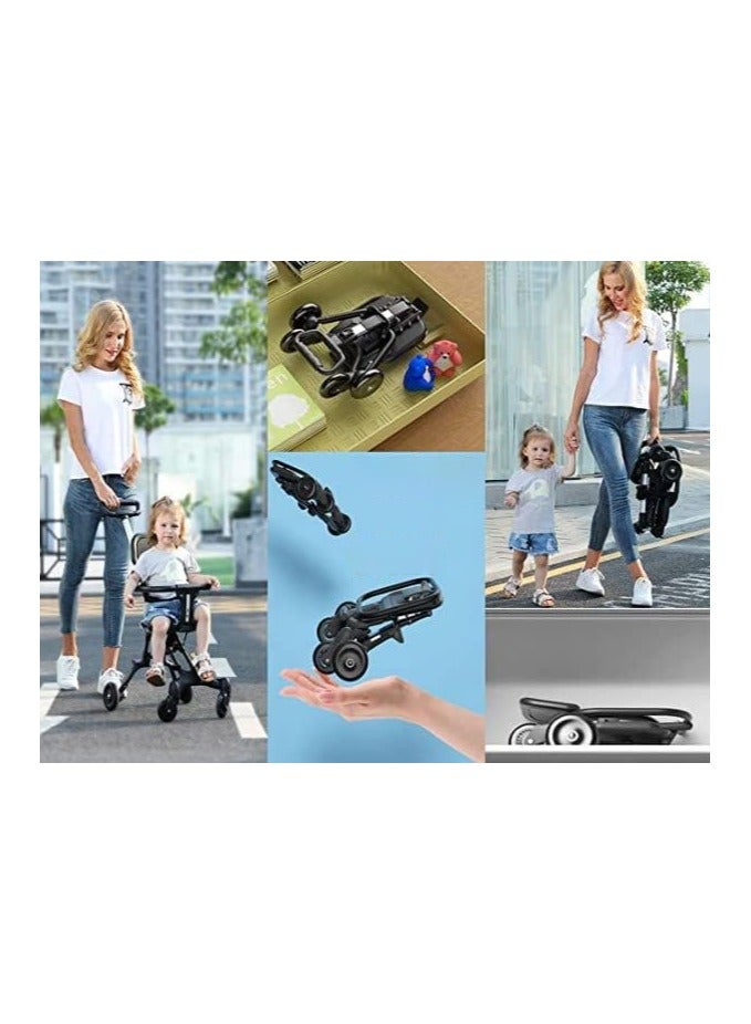 عربة أطفال محمولة للسفر - عربة طيران مدمجة - عربة صغيرة للسفر مع الأطفال - عربة أطفال لجميع التضاريس، سوداء - Image 2